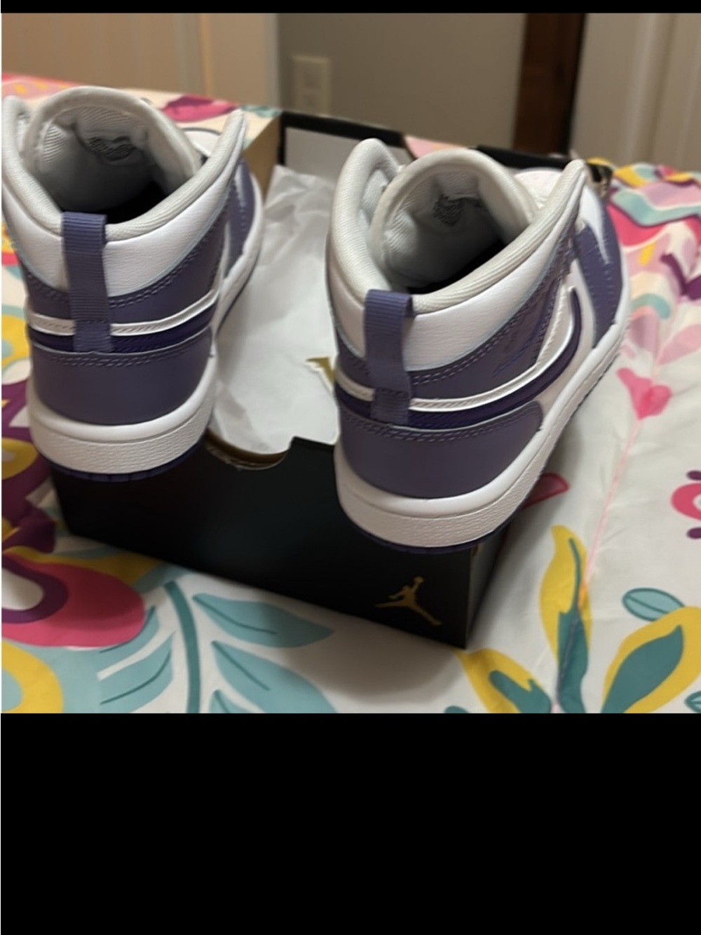 Jordan Kids' White and Purple High-Top Sneakers - Picture 3 of 5